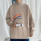 Rainbow Print Mock-neck Sweater