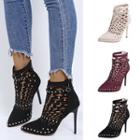 Cut-out Pointy-toe High-heel Ankle Boots