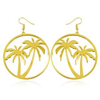 Palm Tree Hook Drop Earring 1 Pair - Gold - One Size