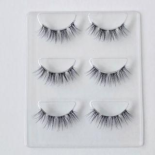 Set Of 3: False Eyelashes (gm27) Black - 10mm