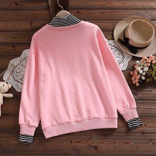 Mock-neck Striped Panel Lettering Sweatshirt
