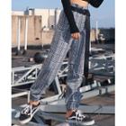 Loose-fit Plaid Jogger Pants With Chain