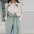 Flap Two-tone Maxi Trench Coat