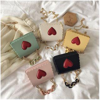 Faux Leather Heart Flap Crossbody Bag