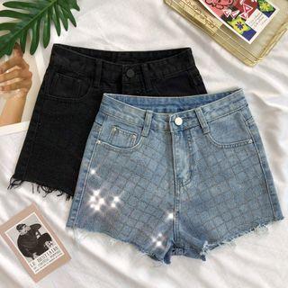 Embellished Denim Hot Pants