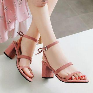 Velvet Ankle Strap Heel Sandals