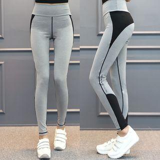 Wide-band Contrast-trim Sports Leggings