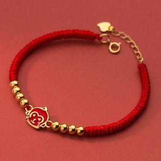 Monkey Sterling Silver Red String Bracelet