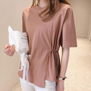 Drawstring Elbow Sleeve T-shirt