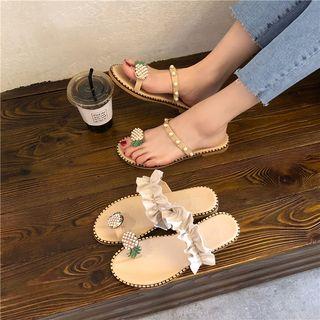 Pineapple Detail Slide Sandals