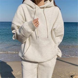Hooded Fleece-lined Loose-fit Top