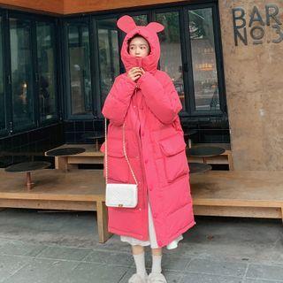 Ear Accent Padded Long Coat