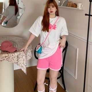 Short-sleeve Bear Print T-shirt / Sweatshorts