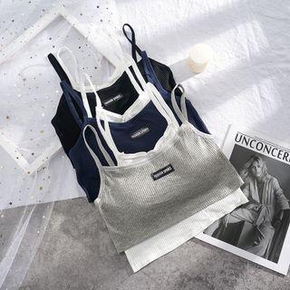 Lettering Mock Two-piece Cropped Camisole Top