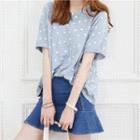 Raglan-sleeve Polka-dot T-shirt