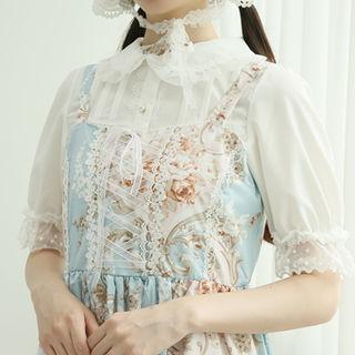 Faux-pearl Button Pintuck Blouse White - One Size
