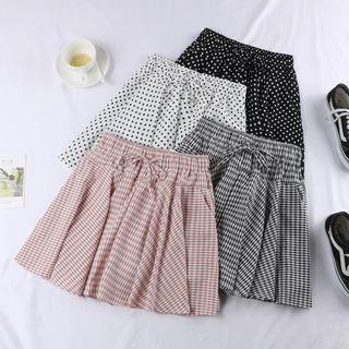 Patterned Pleated A-line Skirt