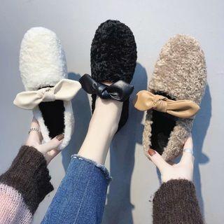 Bow-accent Furry Flats