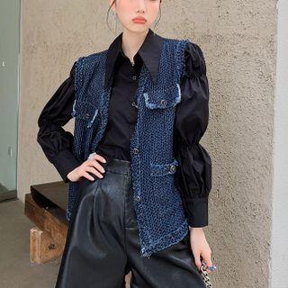 Patterned Denim Vest