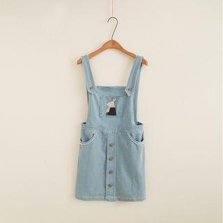 Embroidery Washed Denim Jumper Dress