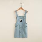 Embroidery Washed Denim Jumper Dress