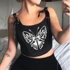 Butterfly Print Cropped Corset Top