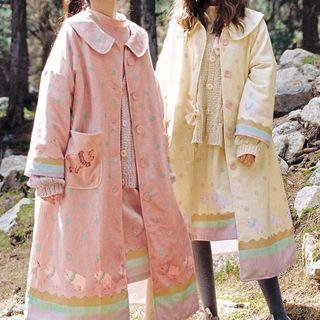 Pig Print Button Padded Coat
