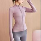 Stand-collar Zip-up Sports Crop Top