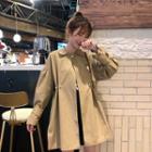 Faux Pearl Buttoned Trench Coat Khaki - One Size