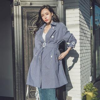 Gingham-check Trench Coat