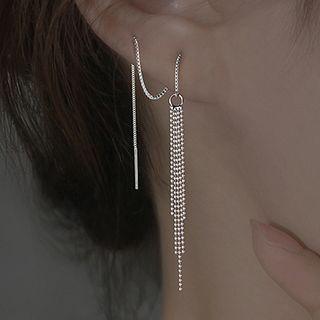 Chain Fringed Earring 1 Pc - Silver - One Size