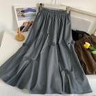 Rose-accent High-waist Midi Skirt