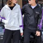 Couple Matching Lettering Hooded Zip Jacket / Lettering Sweatpants