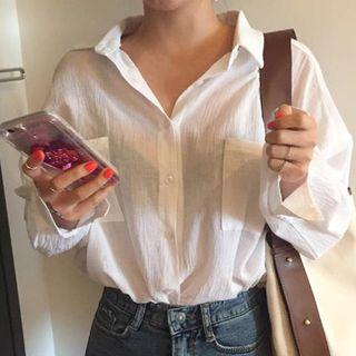 See-through Shirt / Striped Spaghetti Strap Top