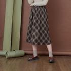 Midi Plaid Pleated Skirt 08 - Coffee - One Size