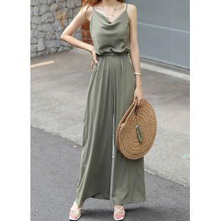 Tie-strap Draped Wide-leg Jumpsuit