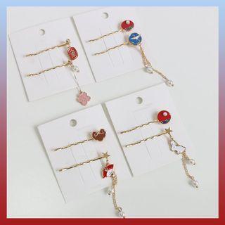 Set Of 2 : Cartoon Alloy Hair Pin (assorted Designs)