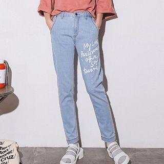 Letter Straight Jeans