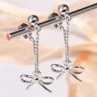 925 Sterling Silver Bow Dangle Earring 1 Pair - 925 Silver - Silver - One Size