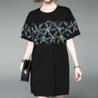 Embroidered Sequined Short-sleeve Dress