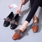 Square Toe Plaid Bow Accent Loafers