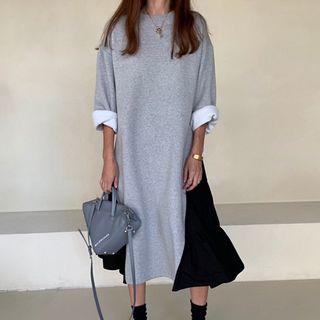 Panel Midi A-line Pullover Dress