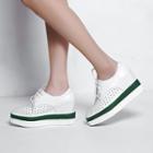 Perforated Hidden Wedge Lace-up Shoes