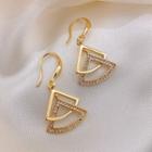 Rhinestone Hollow Fan Shaped Drop Earring 1 Pair - As Shown In Figure - One Size