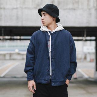 Lettering Plain Button Jacket