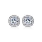 Sterling Silver Bright And Fashion Geometric Cubic Zirconia Stud Earrings Silver - One Size