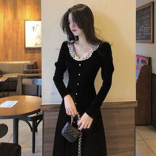 Lace Long-sleeve Slim-fit Dress / Blouse