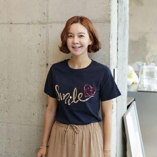 Set: Letter-sequined T-shirt + Skirt / Shorts