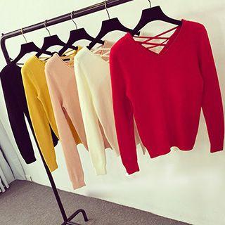 Strappy V-neck Knit Top