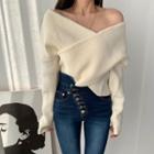 Long Sleeve Off-shoulder Cross Strap Sweater